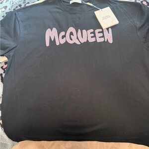 Alexander McQueen Black Tee with Purple Logo